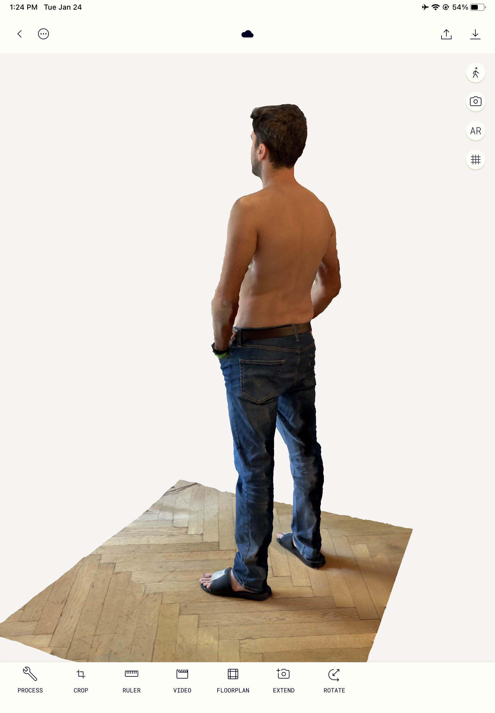 Raw 3D body scan, back view