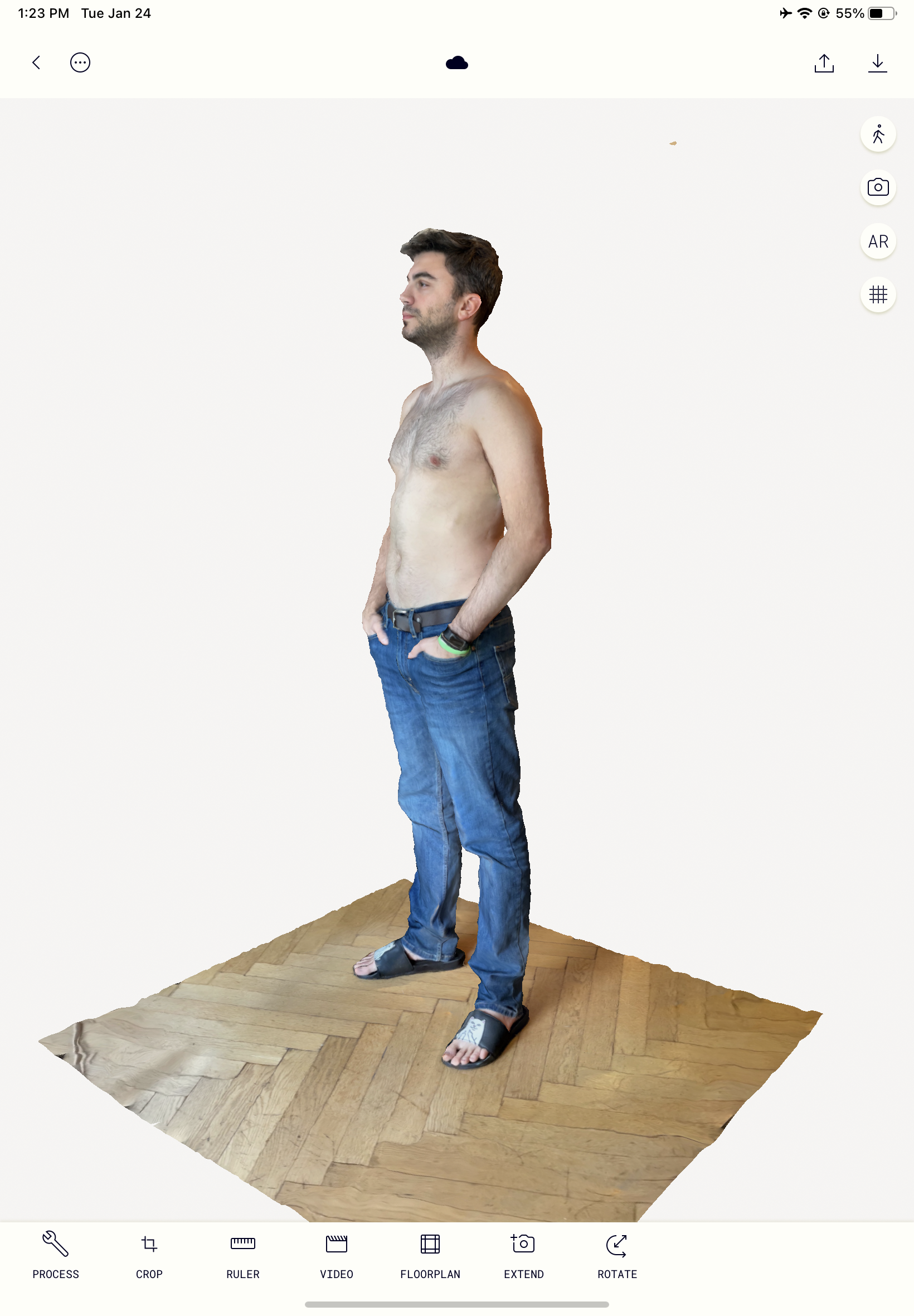 Tattoo design previewed on a 3D body scan in Gravity Sketch