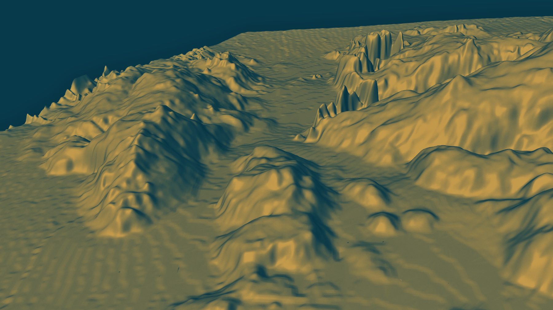 Raw 3D mesh generated from a bathymetric point cloud